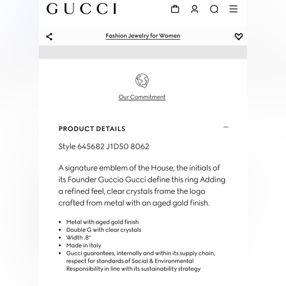 CRYSTAL DOUBLE G RING - Picture 4 of 6